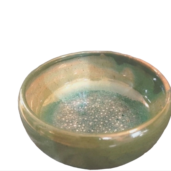 Handmade Other - Small handmade pottery bowl green glazed signed